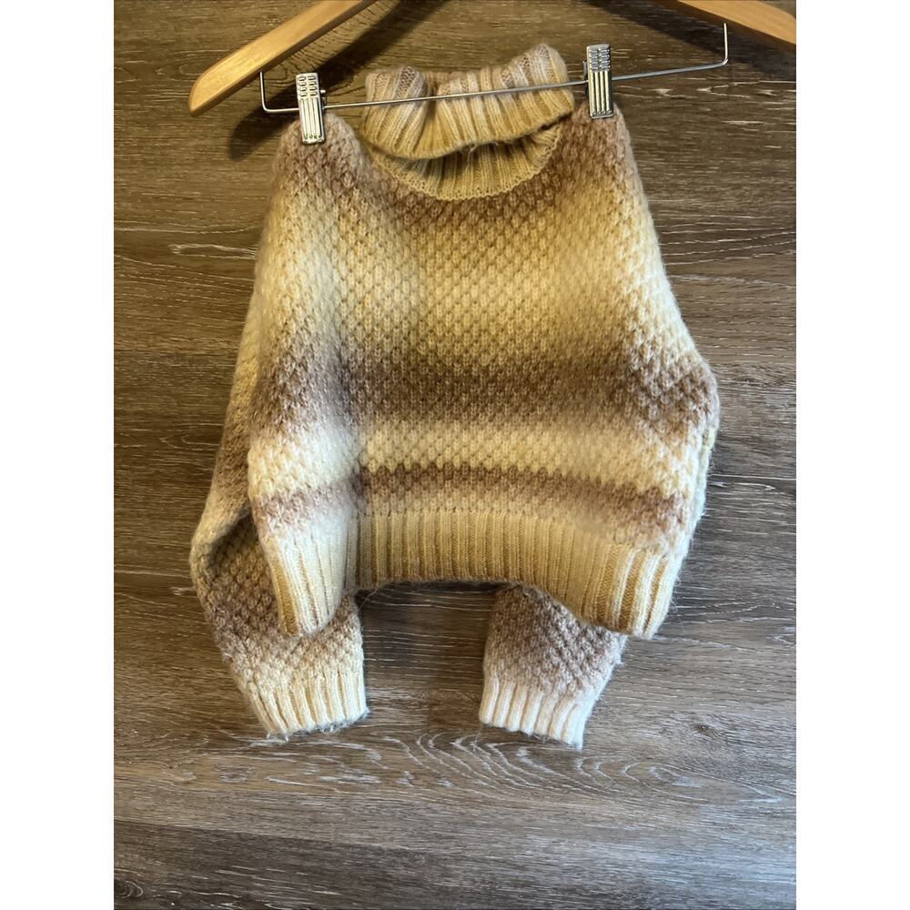 Zara Sweater Girls 9/10 Beige Long Sleeve Turtle Neck Casual Knit Wool Blend